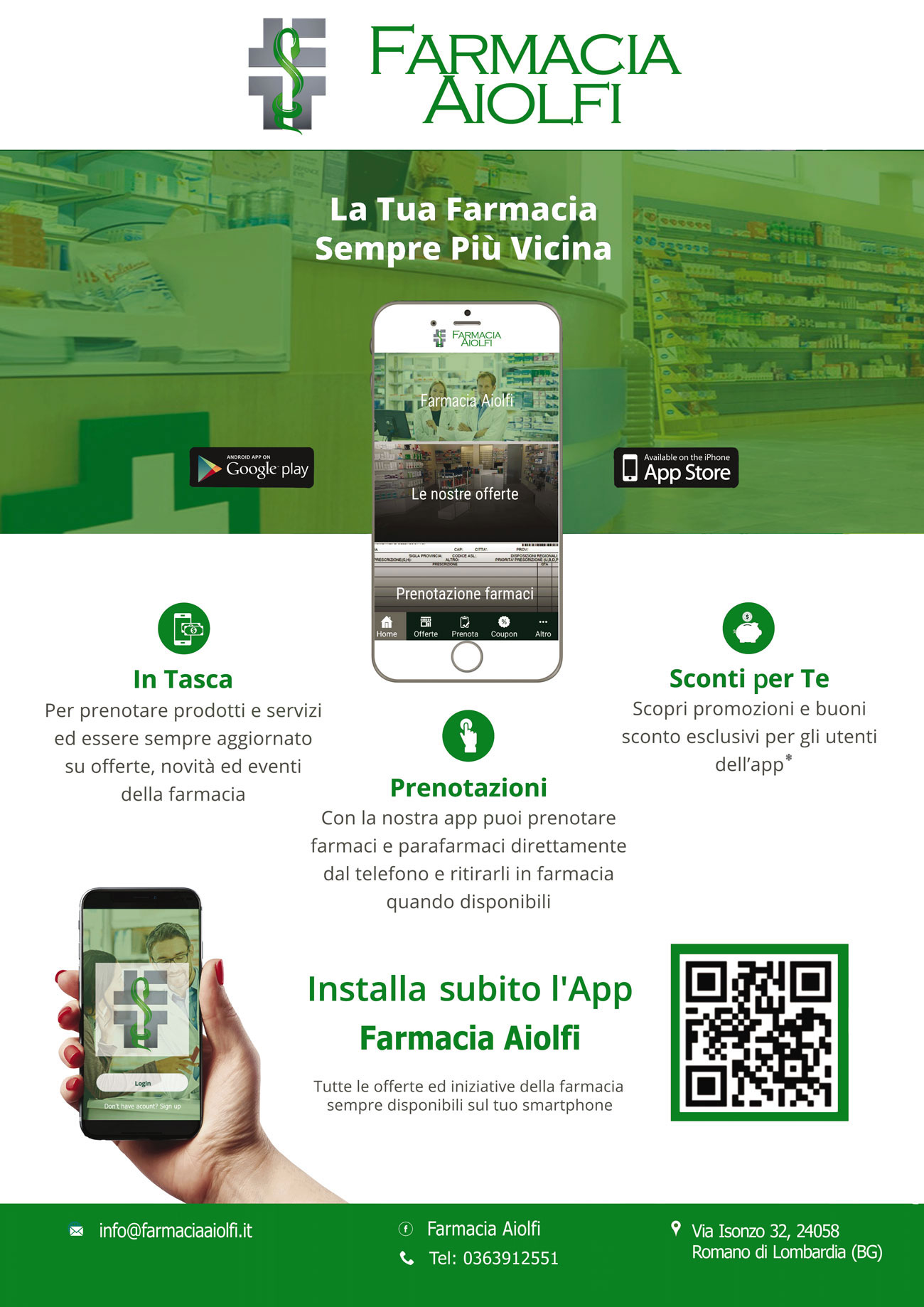 Scarica gratuitamente l'app della farmacia Scarica l'app della farmacia. Non solo prenoti i tuoi prodotti direttamente in app, ma nuovi coupon ed offerte ti aspettano ogni mese!